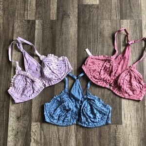Victoria’s Secret Unlined Plunge Lace Halter Bra Bundle 34D